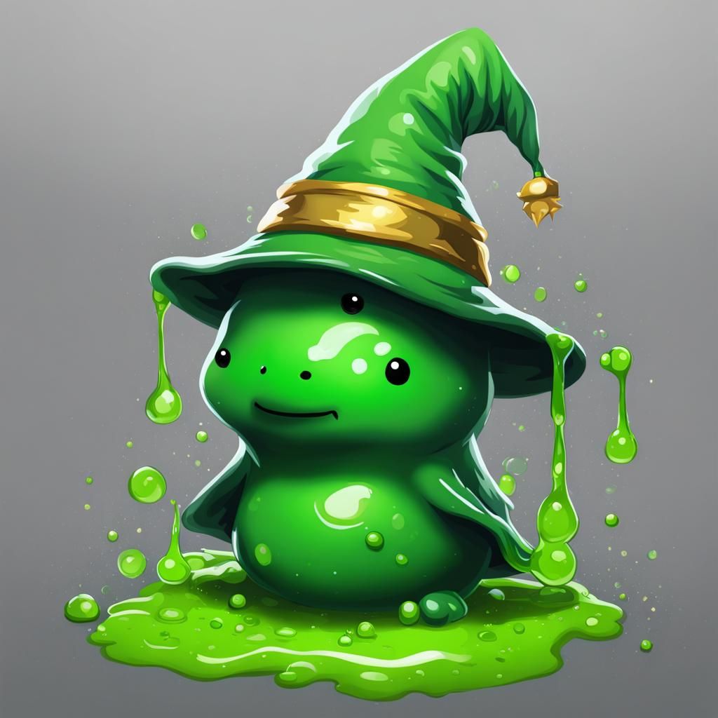 Cute Green Goo Wizard Creature