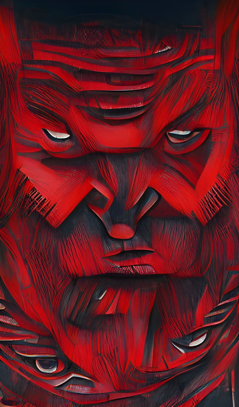 Angry Red Face in Art Deco Style