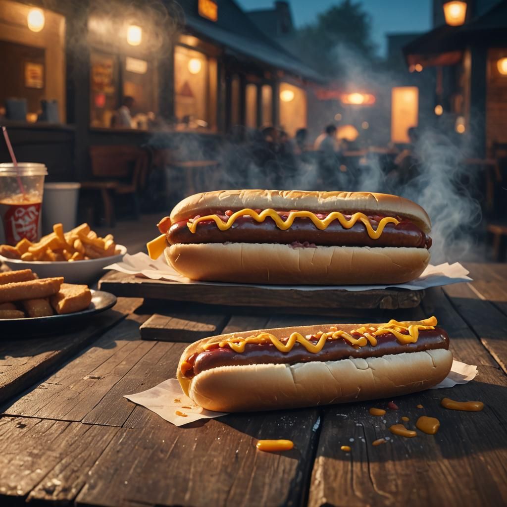 Cinematic Hot Dog Still Life in Moody Lighting