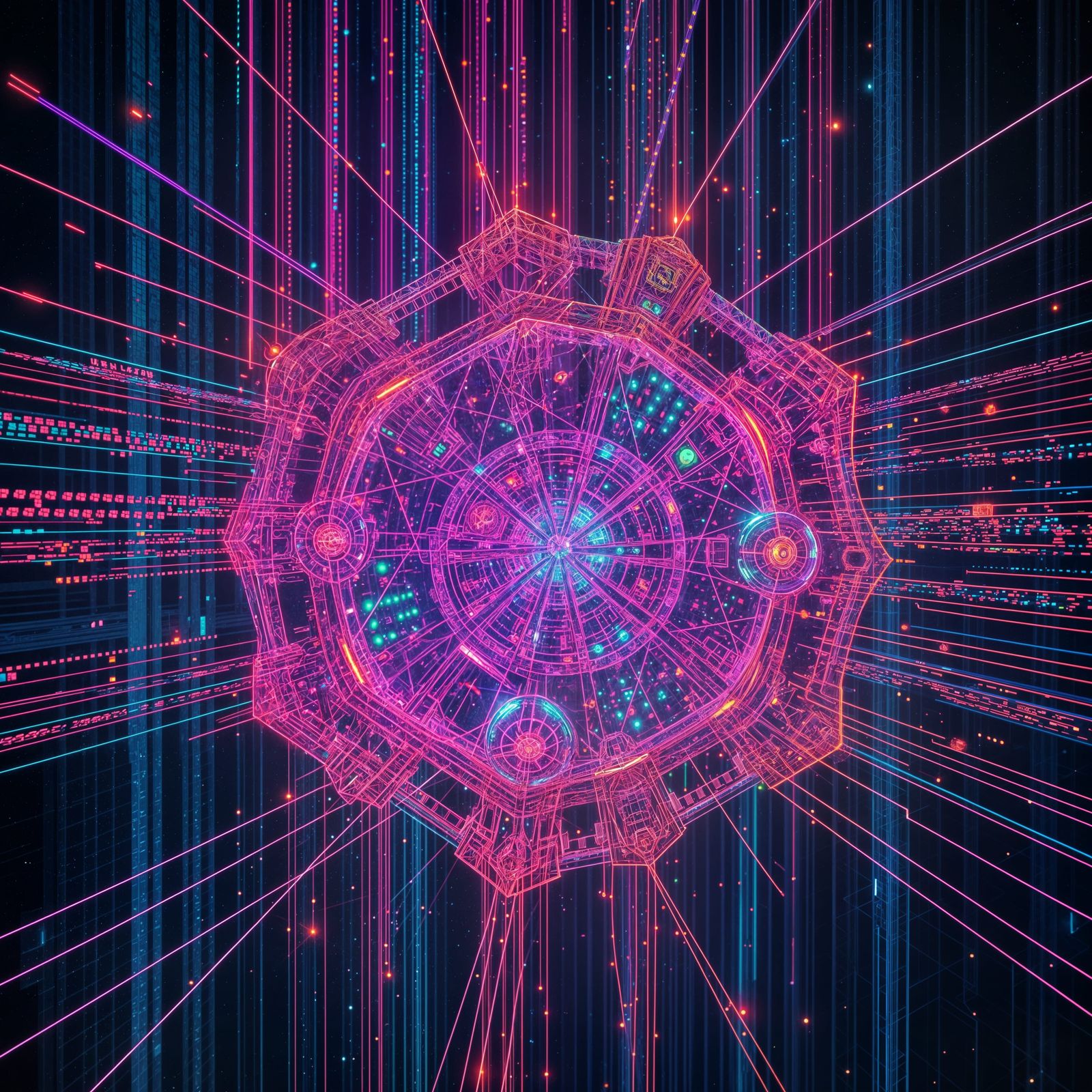 Holographic Pixel Art in Futuristic Style