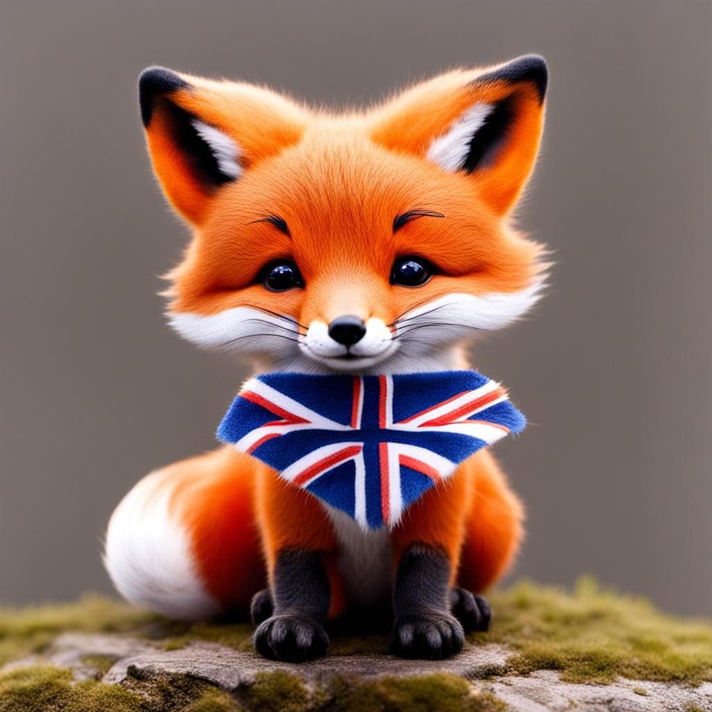 Fox with British Flag Fur Pattern