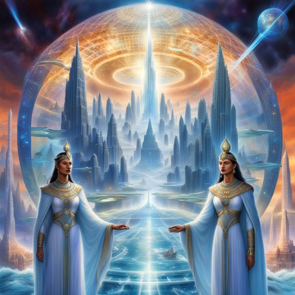 Atlantis Ascended Masters of Light in Futuristic City