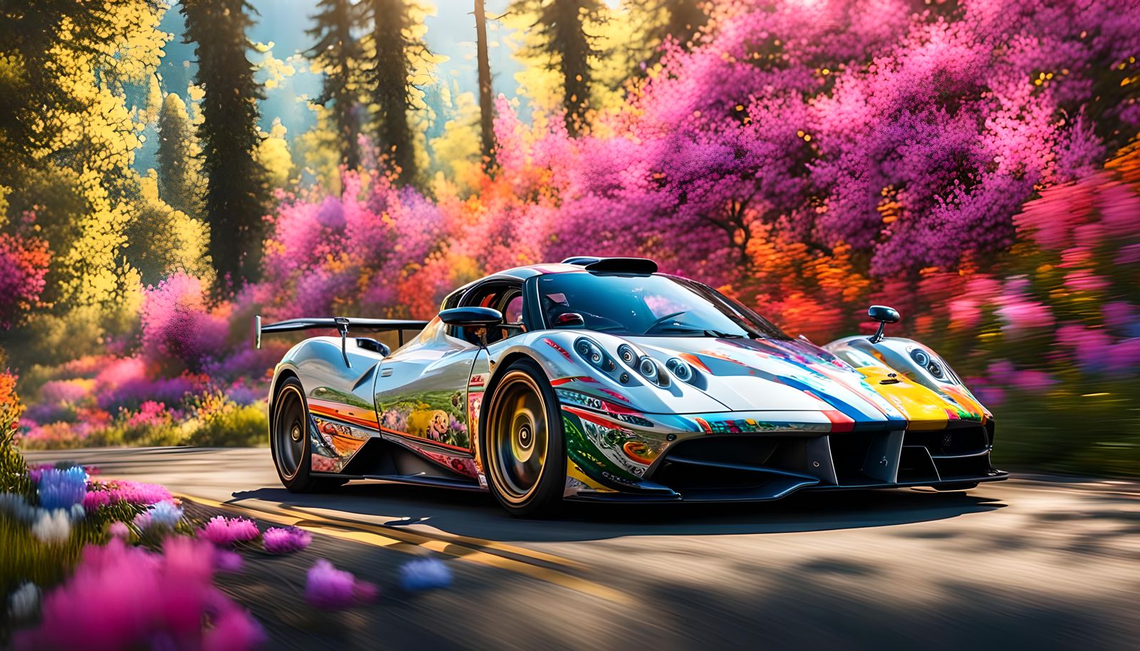 Pagani Races Through Spring Forest in Forza Style