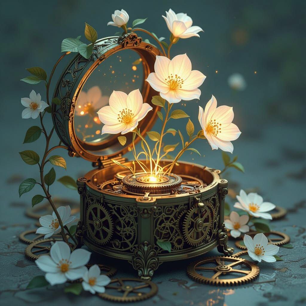Ethereal Flowers Bloom in Broken Music Box
