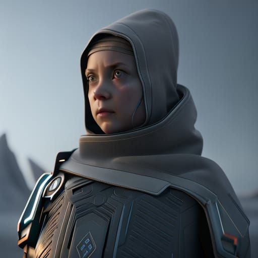Futuristic Sci-Fi Greta Thunberg Render