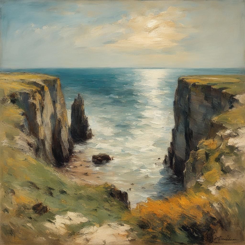 Yorkshire Cliffs: A Volumetric Impasto Seascape
