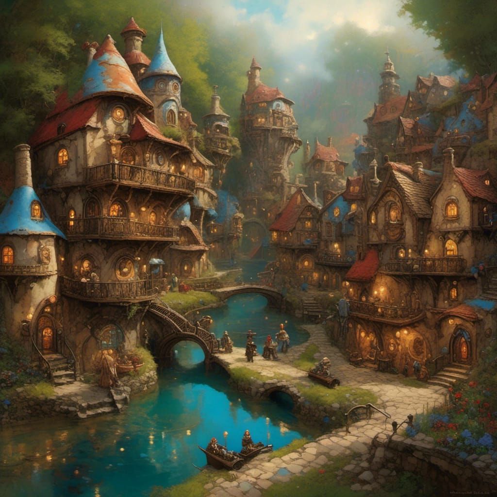 Steampunk Gnome Village in Dreamy Style