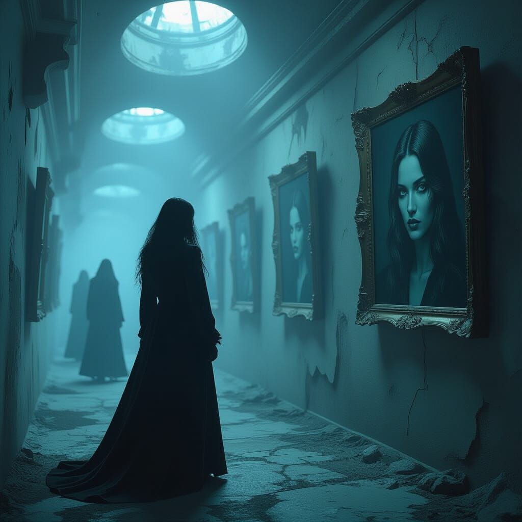 Eerie Liminal Space with Shadowy Figures