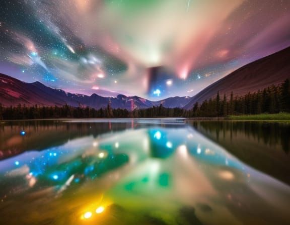 Rainbow Crystal Dragon Painting in High Fantasy Style