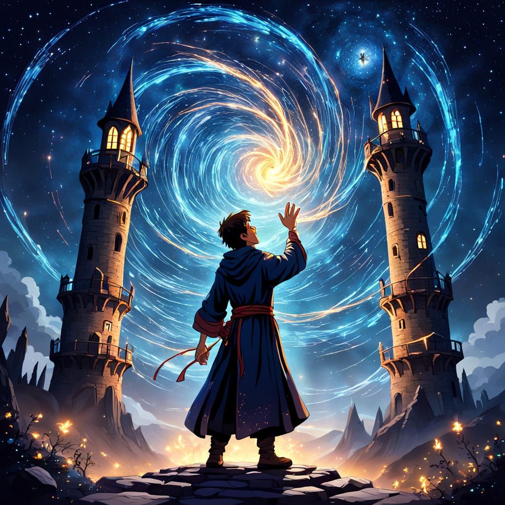 Mystic Apprentice Unleashes Celestial Magic in Tower