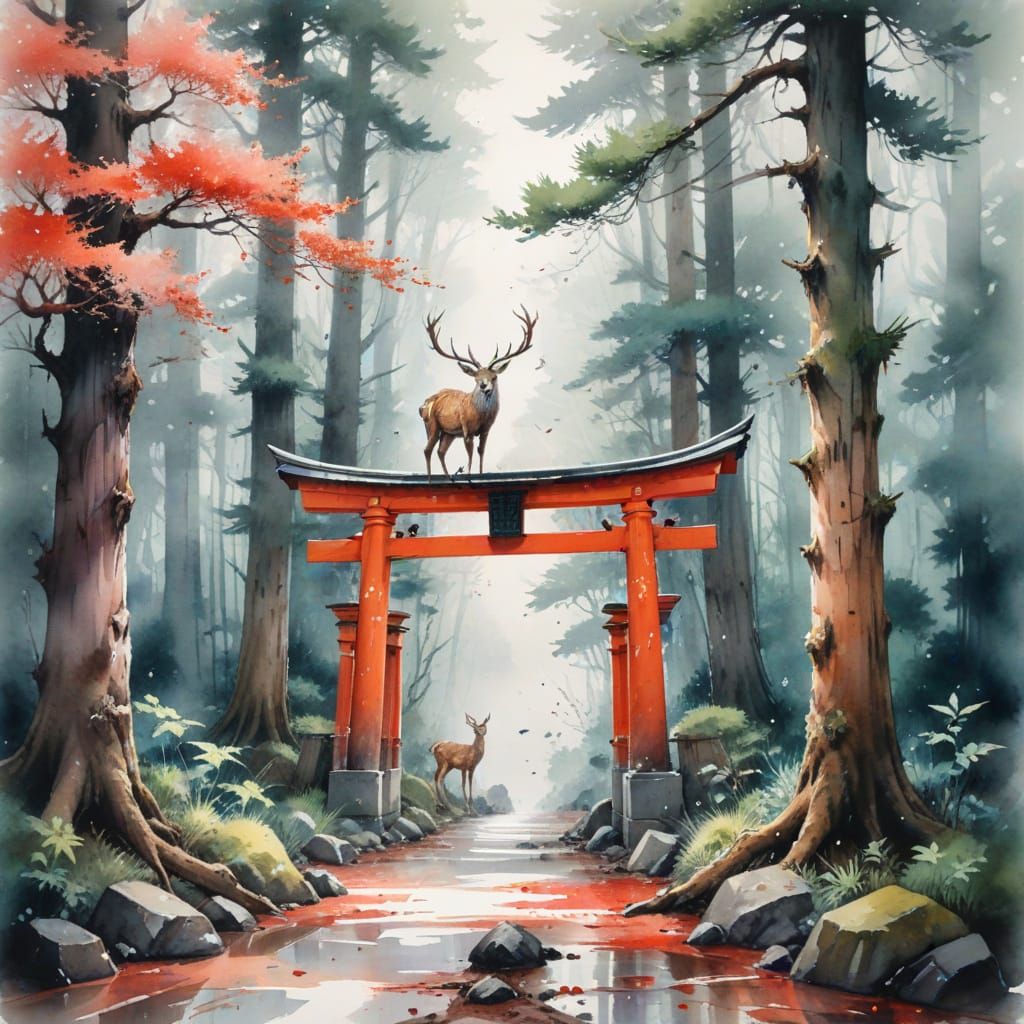 Surreal Shinto Shrine Reveals Ancient Secrets Amidst Misty F...