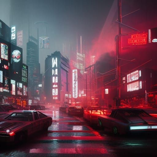 Cybernetic Samurai in Sci-Fi Library, Cyberpunk Concept Art