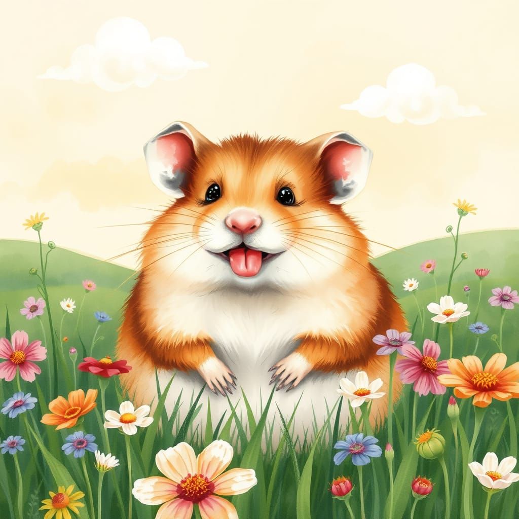 Charming Hamster in a Sunny Meadow