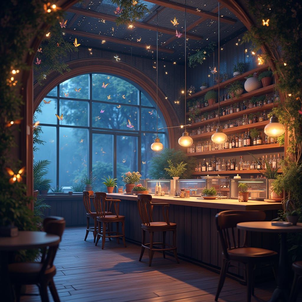 Whimsical Café Constellations in Dreamlike Color