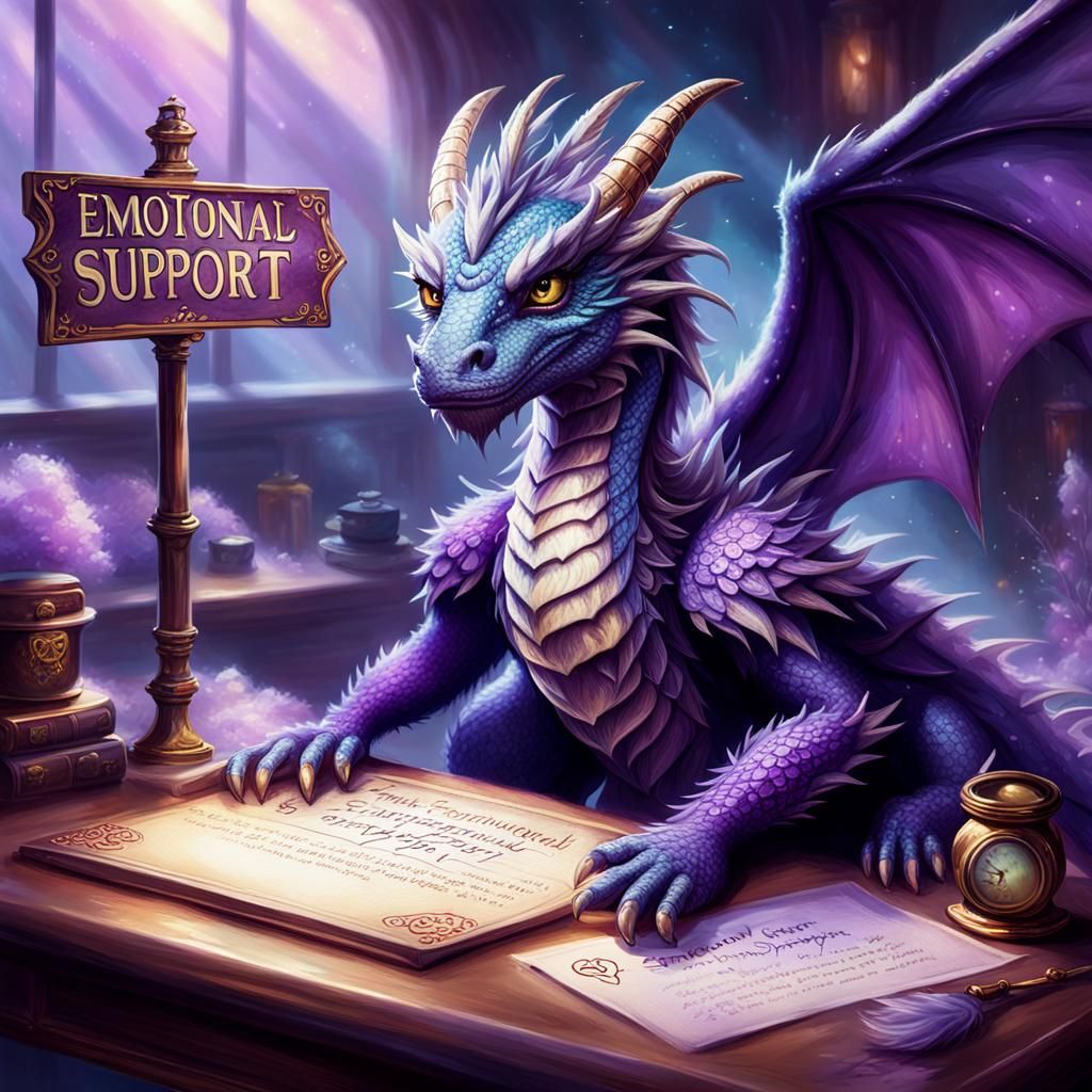 Emotional Support Dragon in Dreamlike Vintage Style