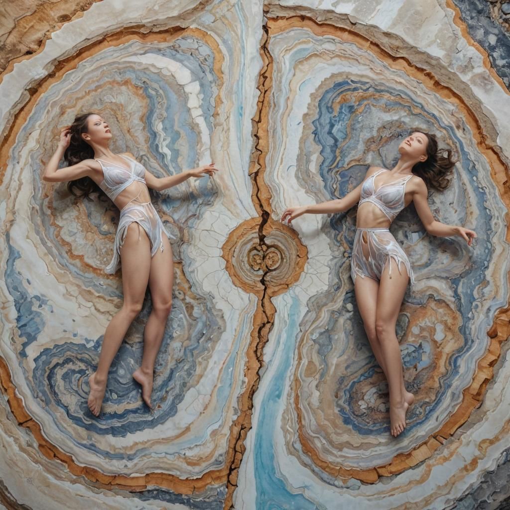 Balanced Figures in Marbling Style