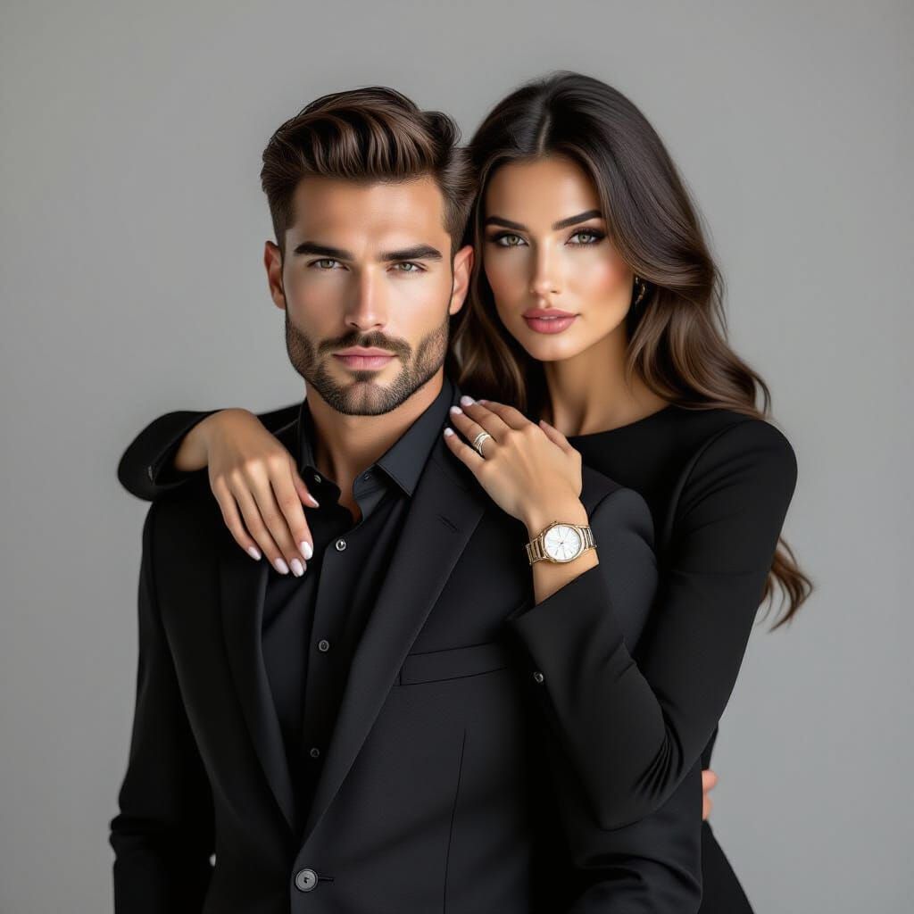 Elegant Couple Portrait in Dramatic Black and White