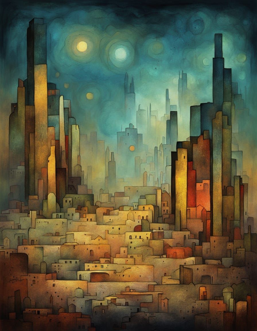 Ethereal Cityscape on Desert Dunes in Fantasy Art Style