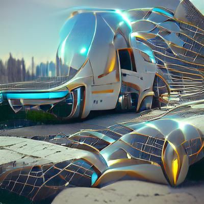 Futuristic Sci-Fi Solar Truck on the Road
