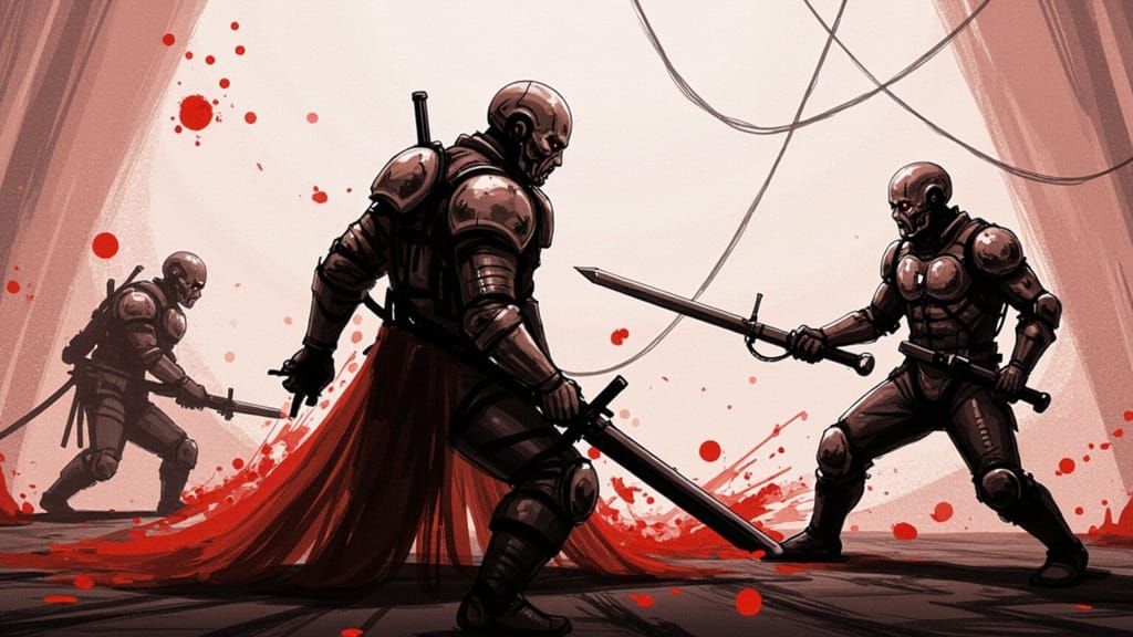 Guts Battles Grotesque Apostles in Dark Gothic Style