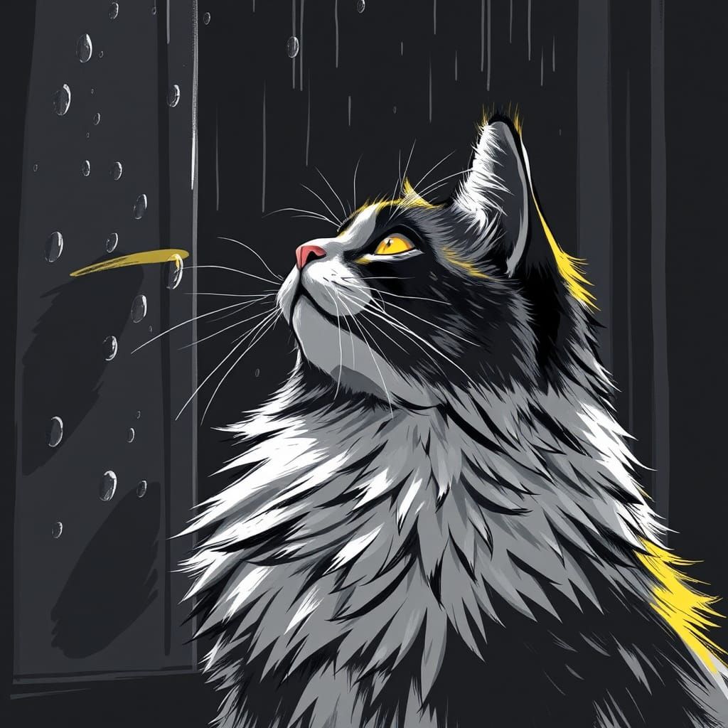 Moody Cat Sketch in Dark Fantasy Style