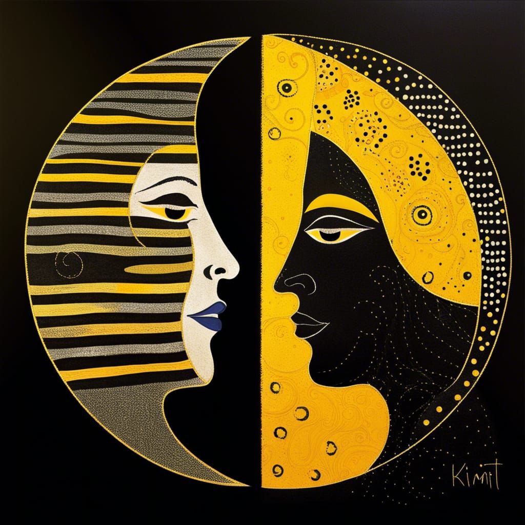 Yin and Yang Women Silhouettes in Chalk Art