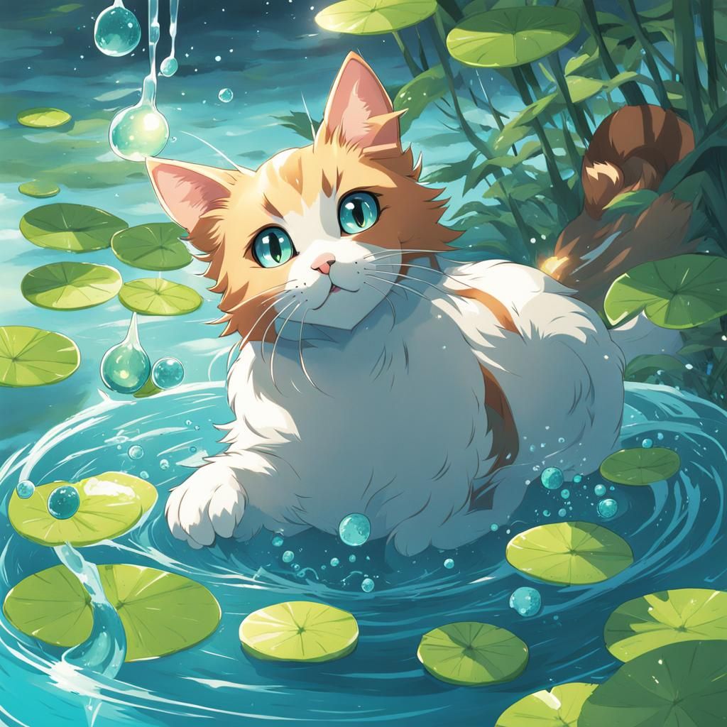 Anime Cat with Water Powers