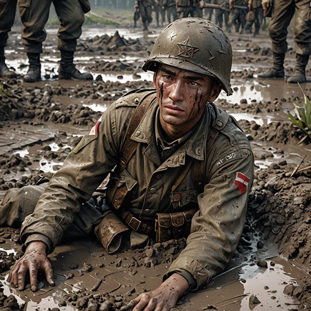 Wounded World War 2 Soldier: 3D Anime Art