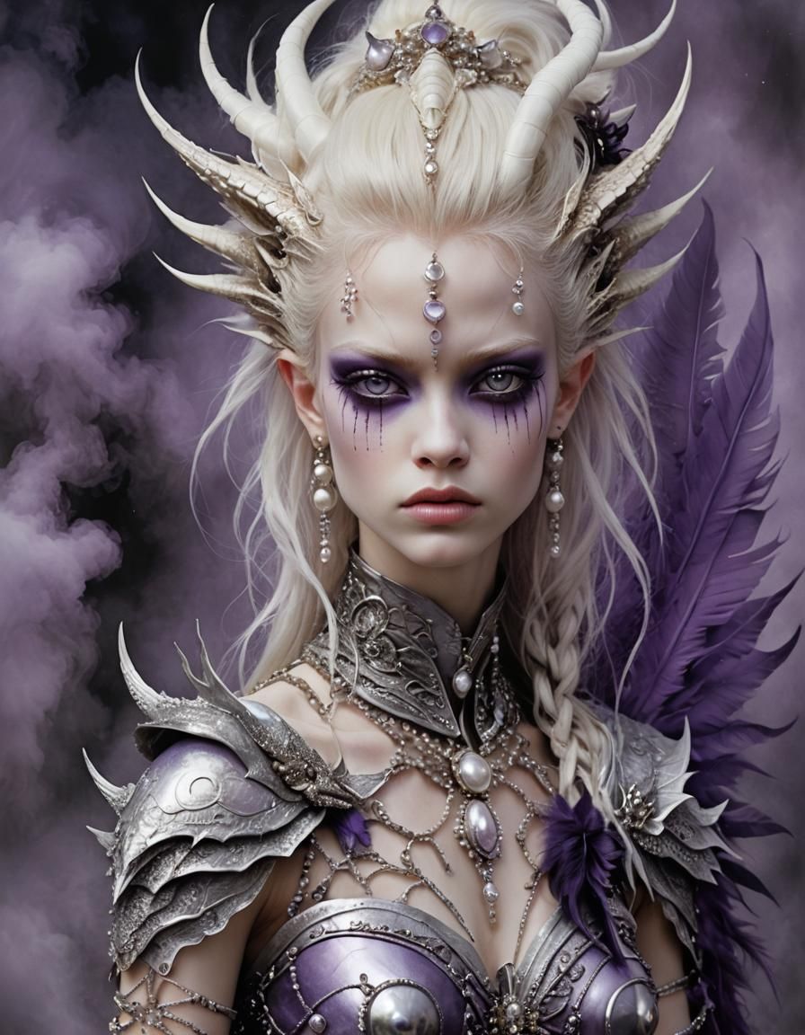 albino smoky eyes alien dragon gothic lilac feather