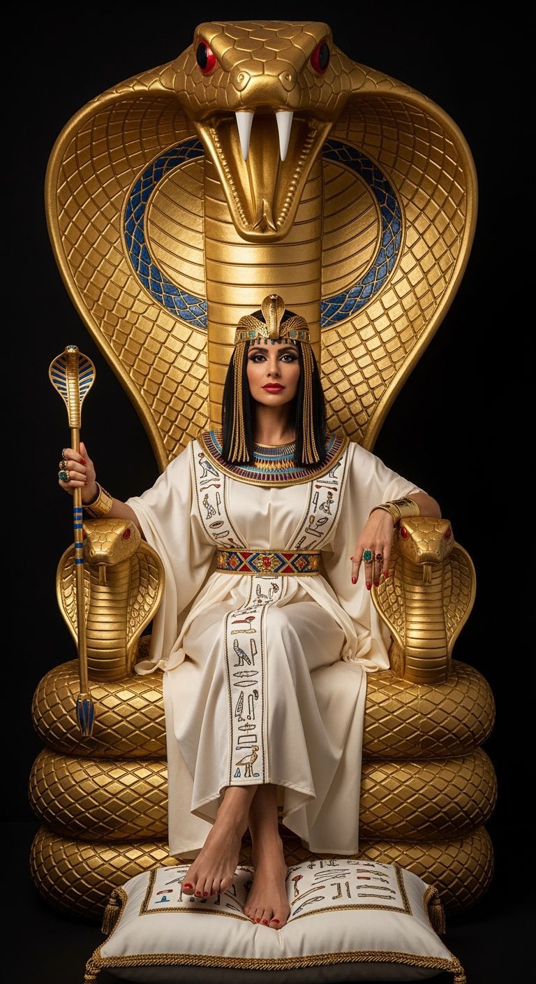 Egyptian Queen on Cobra Throne, Professional Photography
