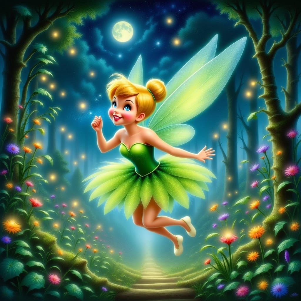 Whimsical Tinkerbell in Walt Disney's Classic Style