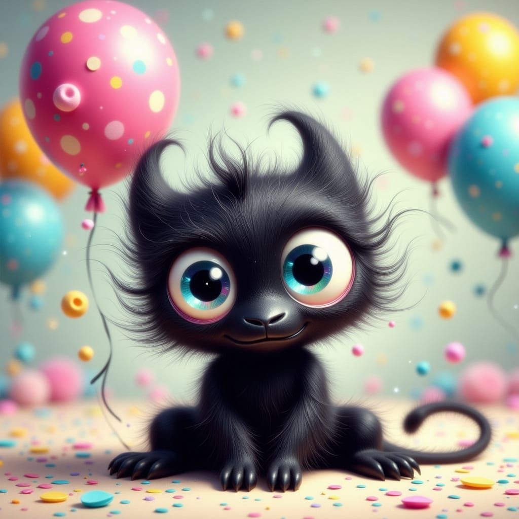 Enchanting Black Monster in Whimsical Wonderland