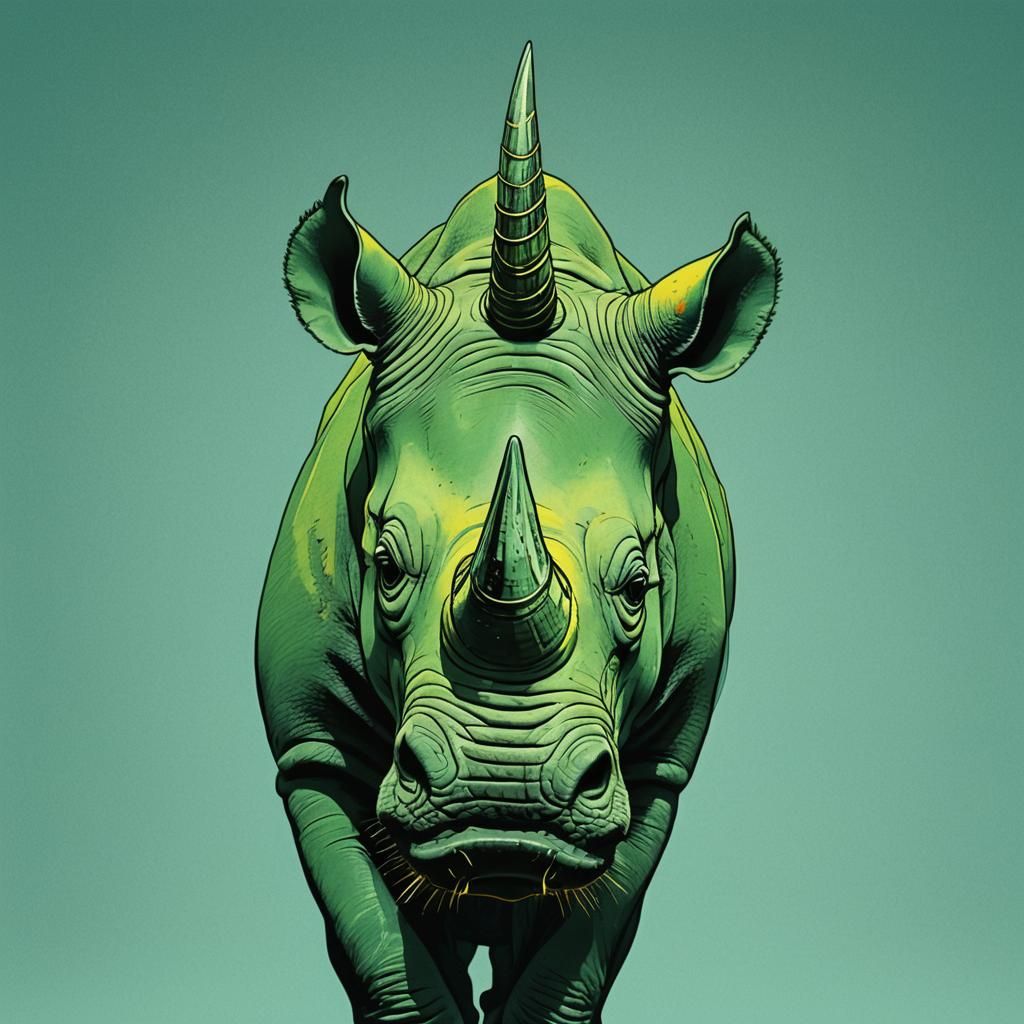 Demonic Rhino in Pop Art Style