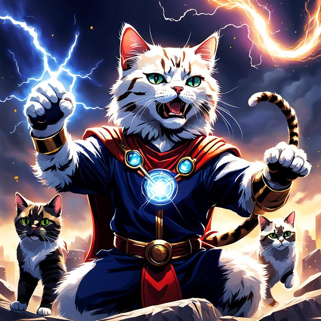 Powerful Cats: AI Generated Image
