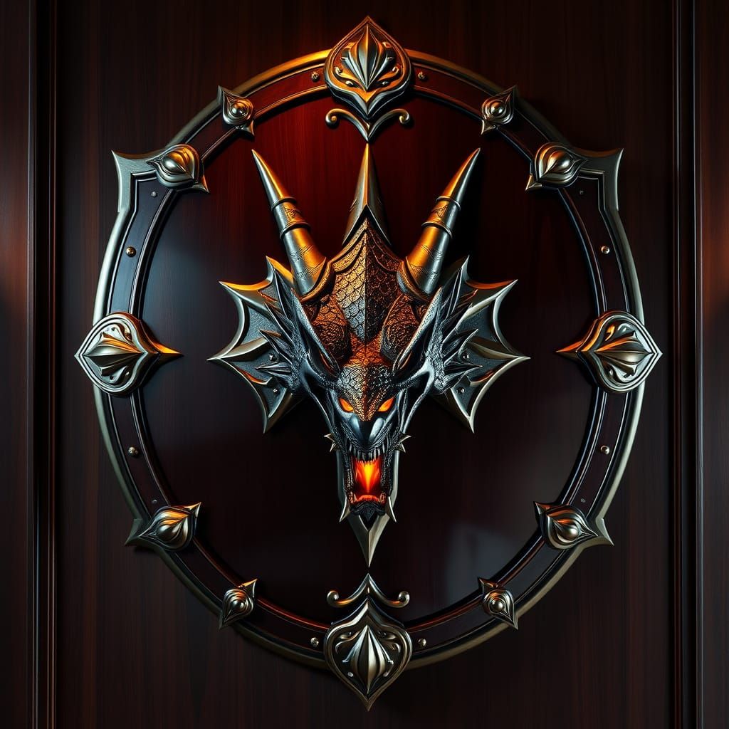 Ornate Dragon Breaker Family Crest Shield