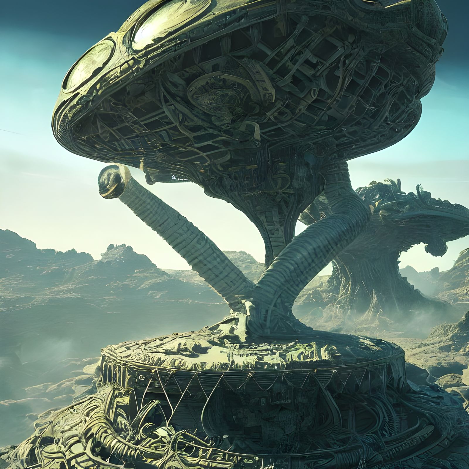 Surreal Alien Feast in Dramatic Lighting