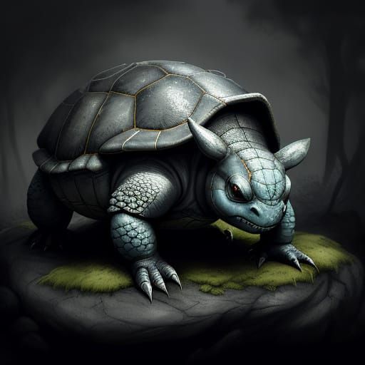 Hyperdetailed Charcoal Drawing of Wartortle
