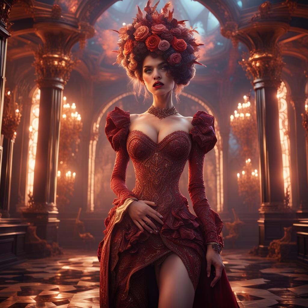 Glamorous Figure in Detailed Matte Painting