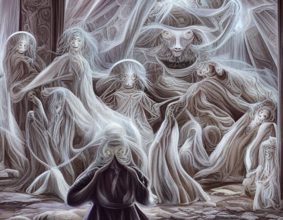 Angelic Entities of White Light in Surreal Style