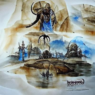 Morrowind Ghostgate Concept Art in Watercolor and Ink