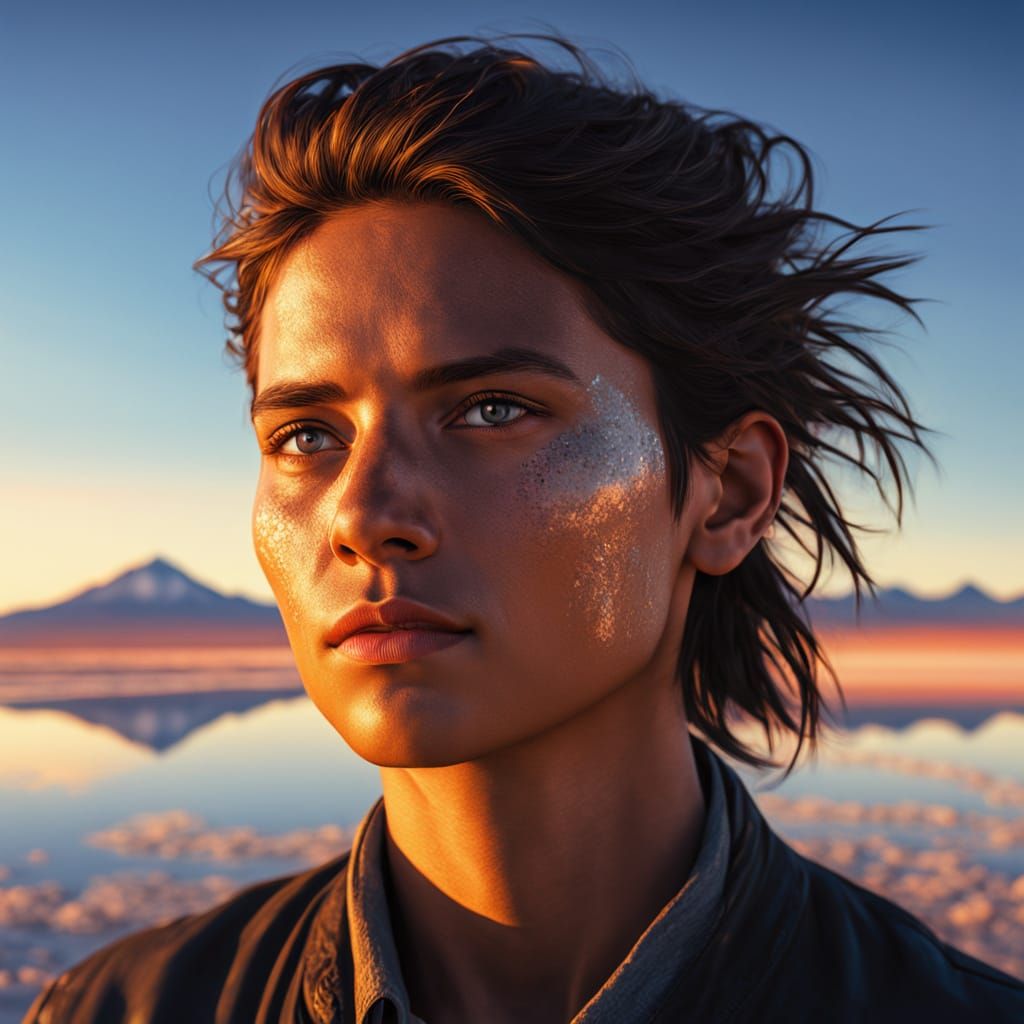 Golden Hour Reflections on Salar de Uyuni