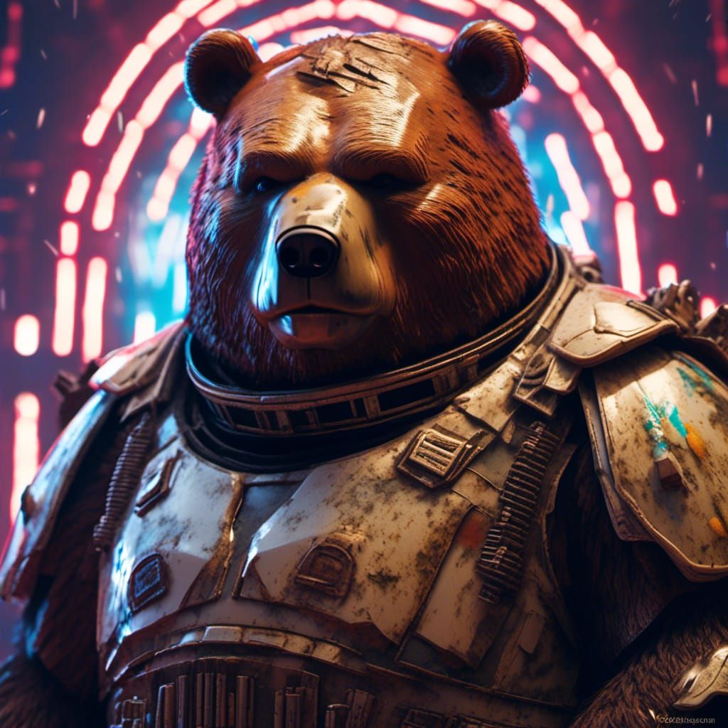 Obese Bear Stormtrooper Portrait in High Resolution