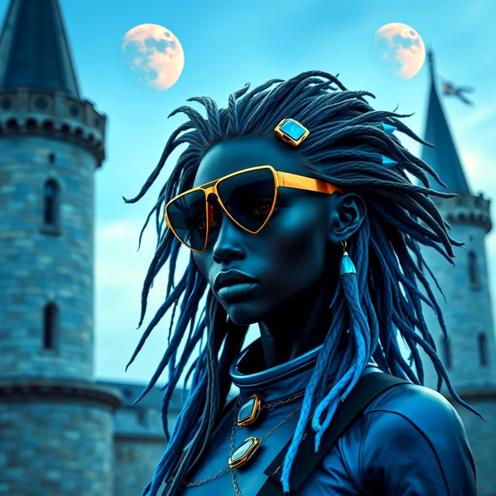 Exotic Alien Goddess in Medieval Towers