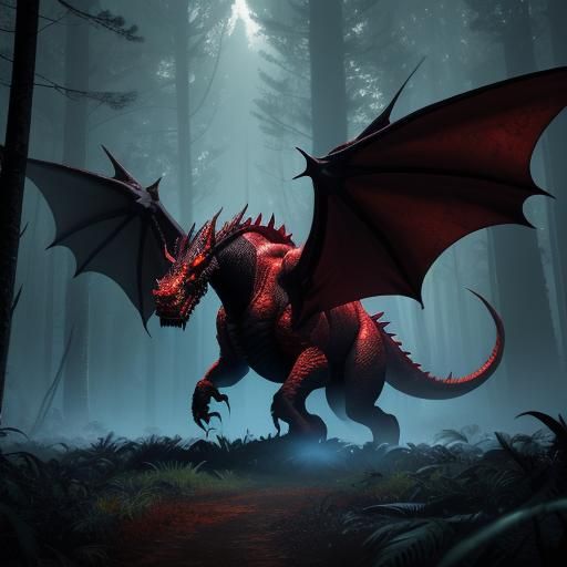 Giant Red Dragon in Pixar Style 3D