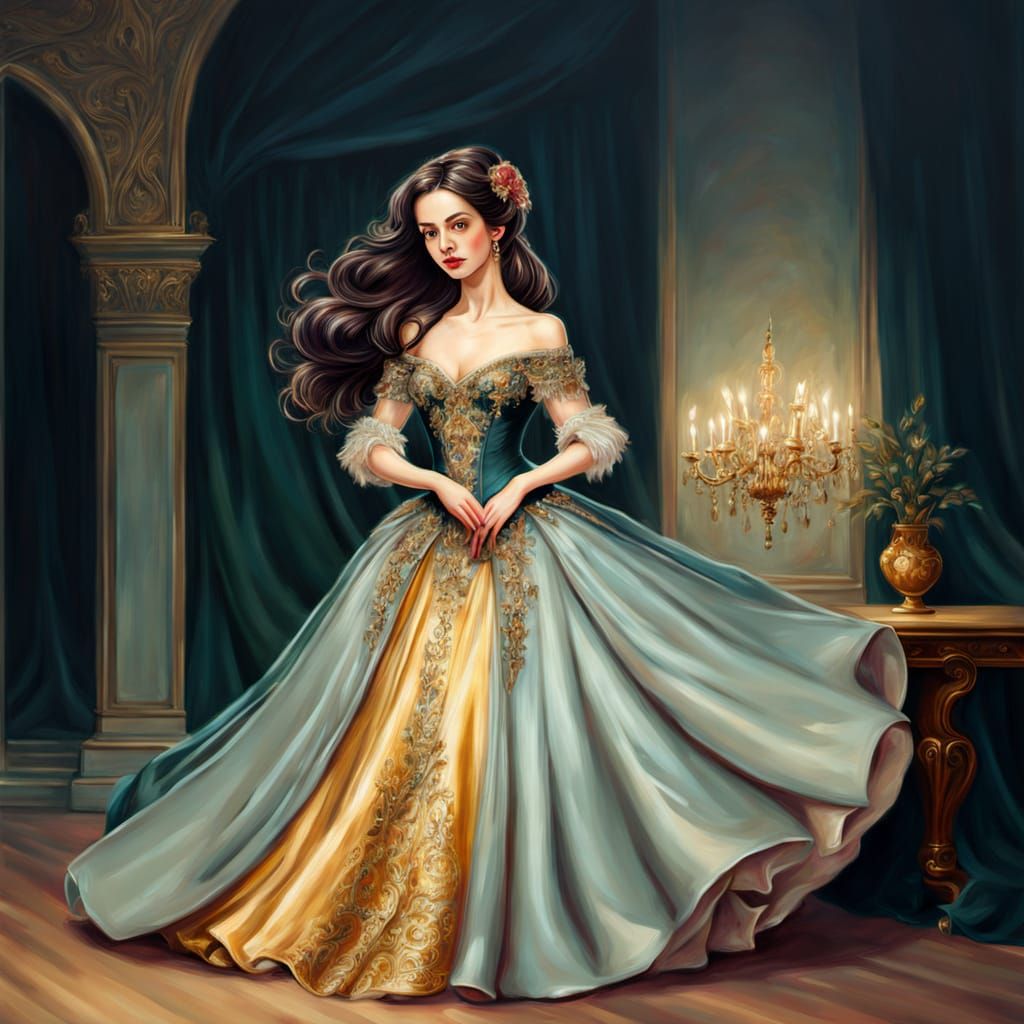 Woman in Ball Gown Oil Painting