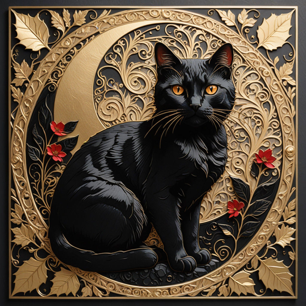 Luxurious Abstract Scene in Dark Stone with Gold Leaf Accent...