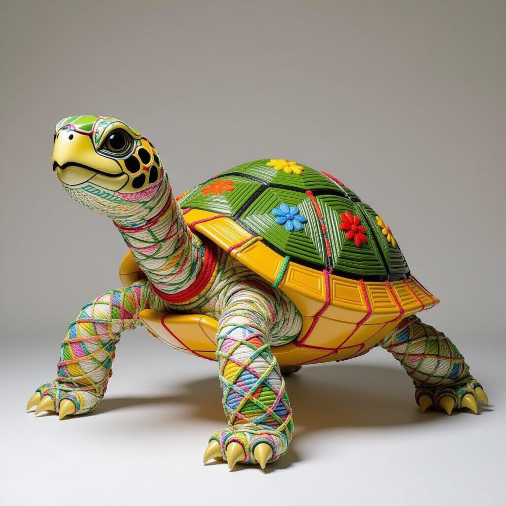 Diaper Turtle Statue in Pop Surrealist Style