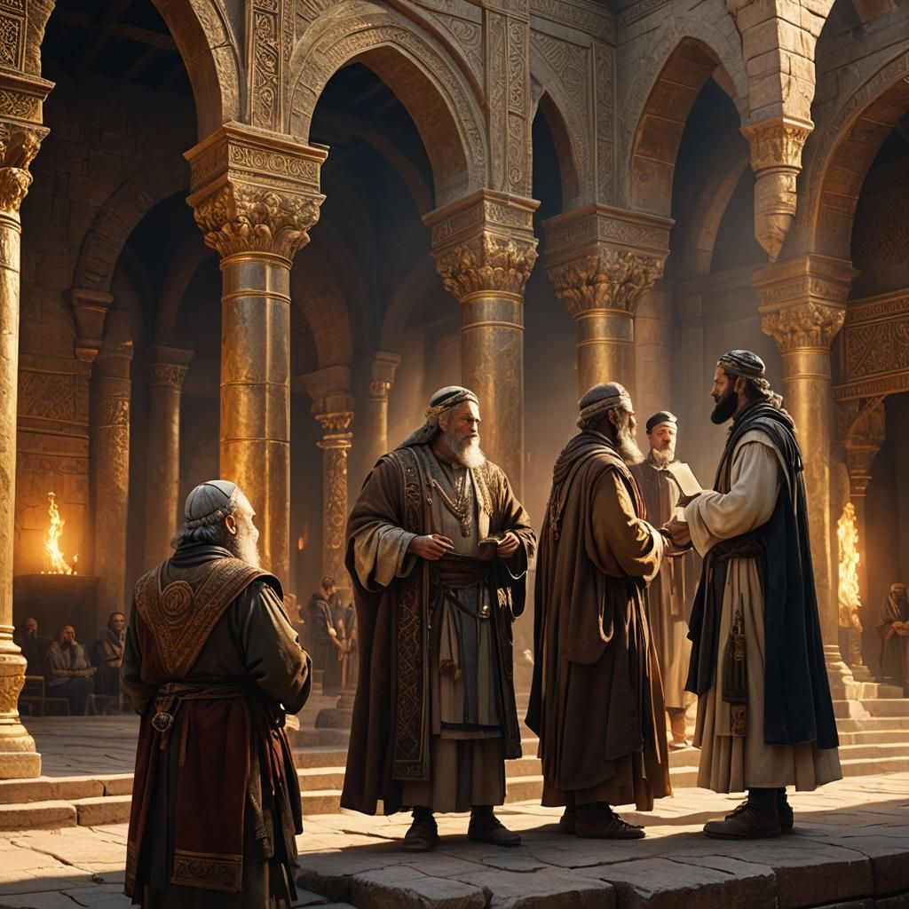 Biblical Fantasy Scene of Jewish Scholars Discussing