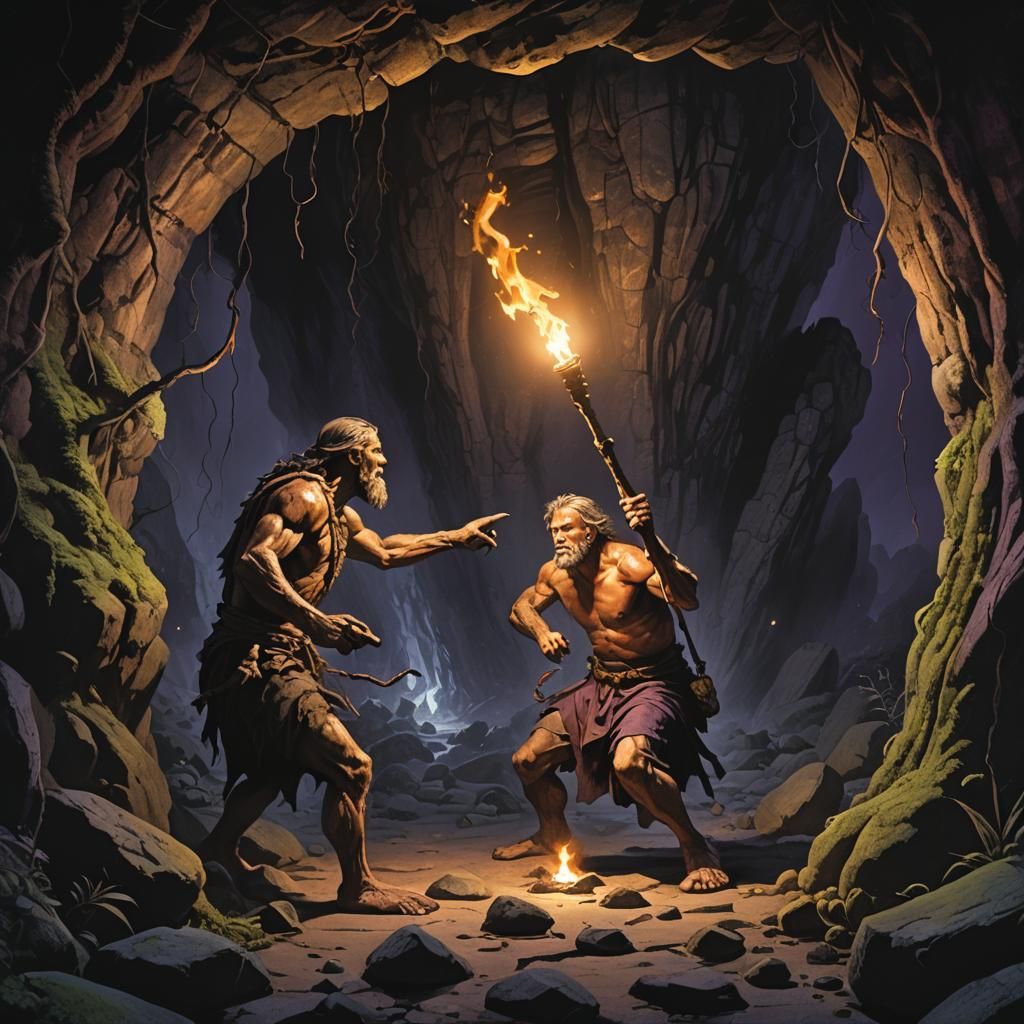 Stone Age Confrontation in a Dark Cave