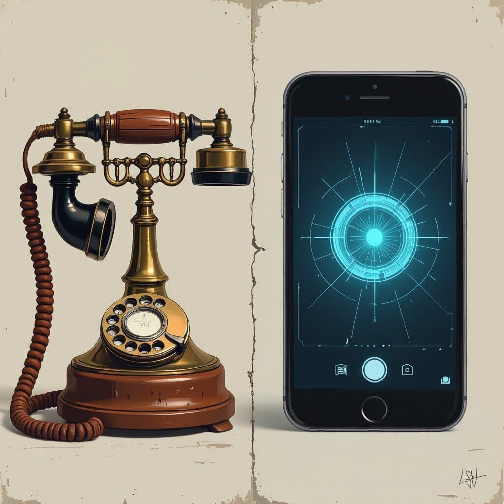 Victorian Phone Meets Modern Smartphone